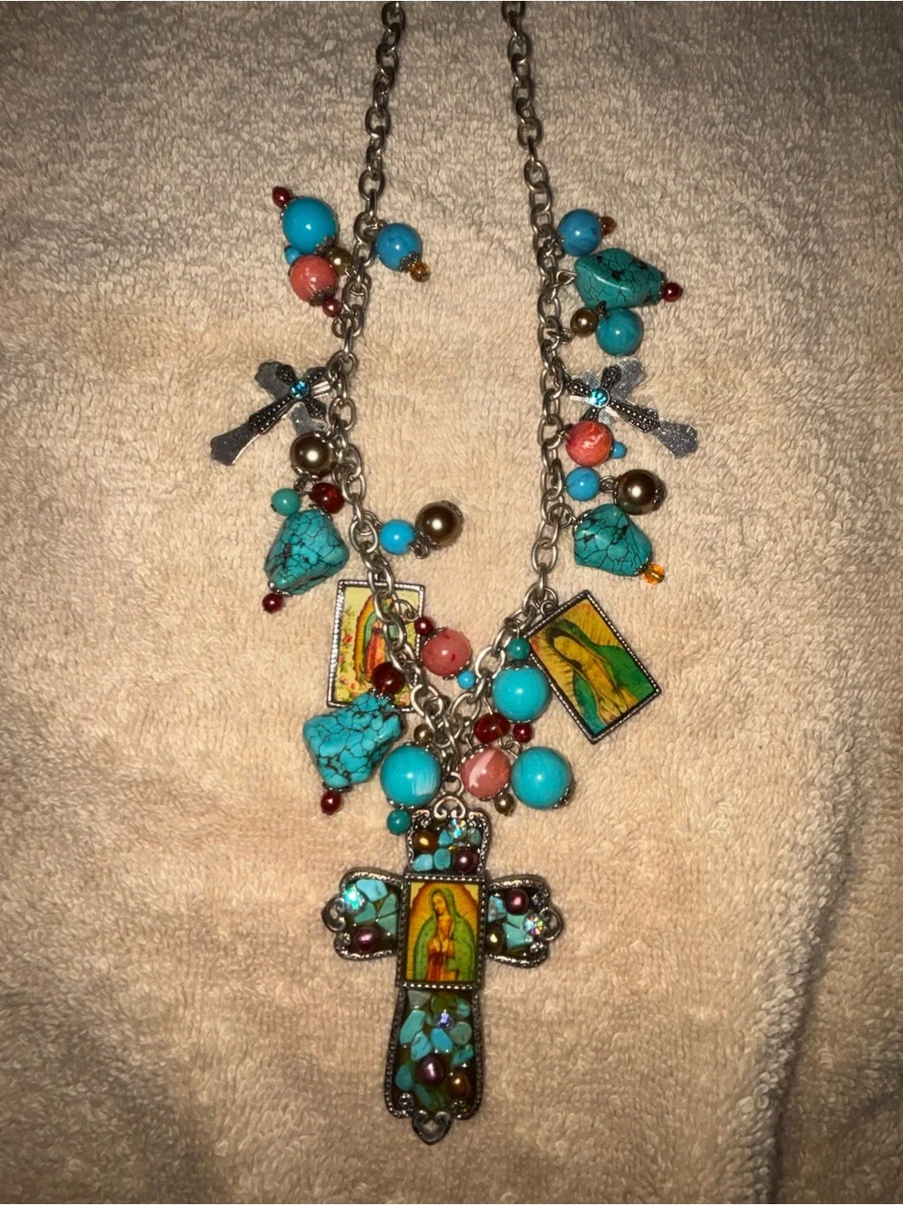 Yousi (You and I) Huge Dramatic & Colorful Cross Statement Necklace